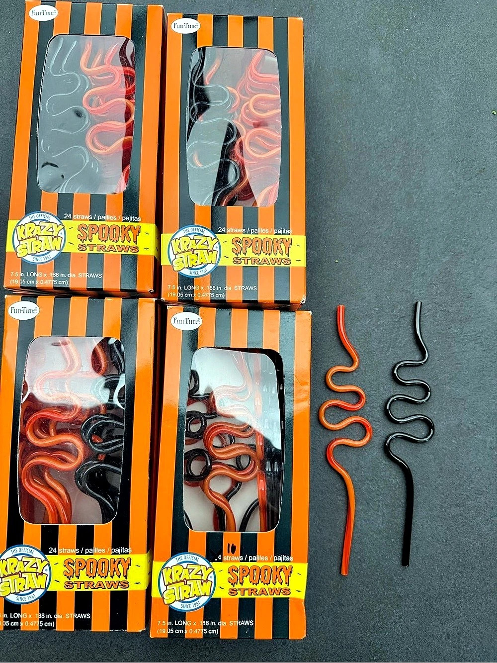 88 Funtime Krazy Straws Spooky Orange and black
